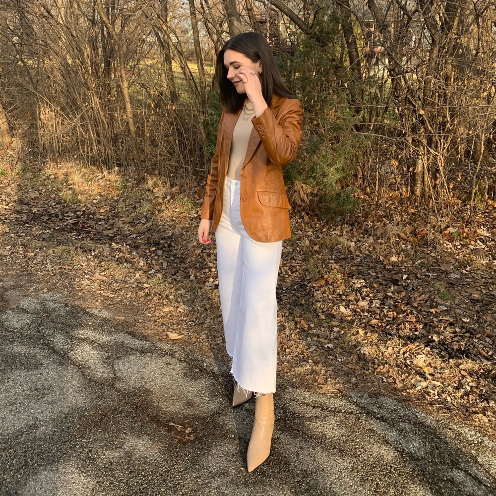 High waisted wide leg white pants